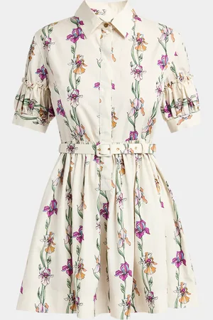La DoubleJ Libertine Floral Striped Belted Mini Shirtdress