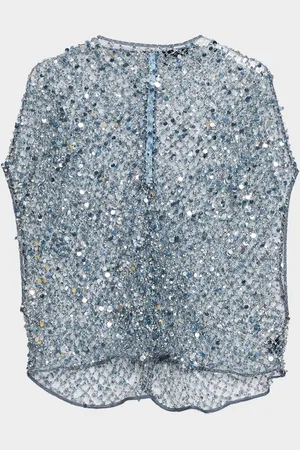 LAPOINTE Sequin Net Mesh Cape Top