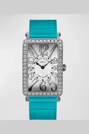 FRANCK MULLER Long Island Diamond Bezel Watch with Alligator Strap