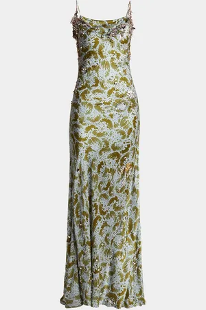 DRIES VAN NOTEN Deryl Cowl-Neck Long Studded Silk Dress