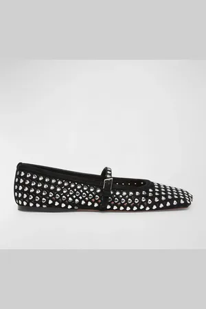 Amina Muaddi Ane Crystal Heart Mesh Ballerina Flats