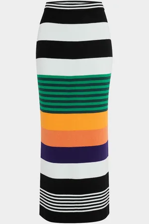 Christopher John Rogers Striped Knit Midi Pencil Skirt