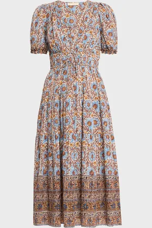 ULLA JOHNSON Ilana Puff-Sleeve Midi Dress