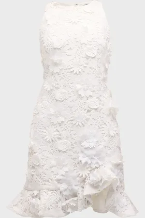 Emanuel Ungaro Coral Sleeveless Floral Lace Mini Dress