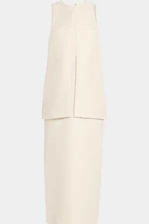 BRANDON MAXWELL Astrid Split-Front Tiered Tea-Length Dress