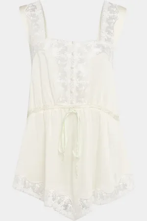 Chloé Lace-Trim Silk Sleeveless Top