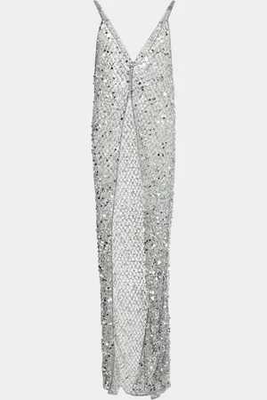 LAPOINTE V-Neck Sequined Net Mesh Long Cami