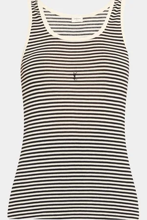 Saint Laurent YSL Logo Striped Tank Top