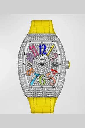 FRANCK MULLER 32mm Stainless Steel Vanguard Color Dreams Diamond Watch with Alligator Strap
