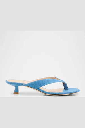 Stuart Weitzman Rio Denim Kitten-Heel Thong Sandals