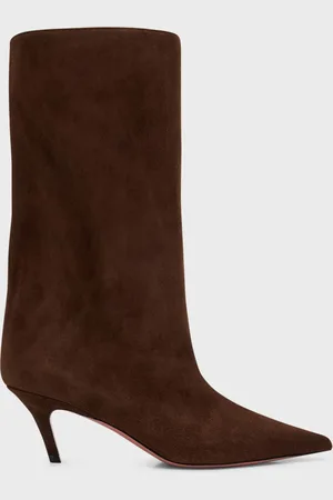 Amina Muaddi Fiona Suede Stiletto Mid Boots