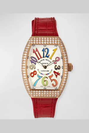 FRANCK MULLER Vanguard 32mm 18k Rose Gold Color Dreams Diamond-Bezel Watch w/ Alligator Strap
