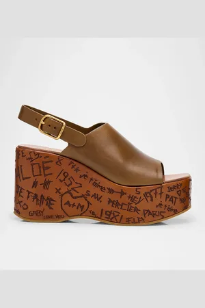 Chloé Maxime Leather Slingback Platform Sandals