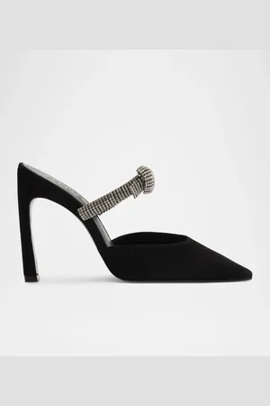 Schutz Pearl Suede Crystal-Knot Mule Pumps