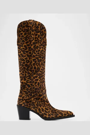 Stuart Weitzman Felix Leopard-Printed Suede Western Boots