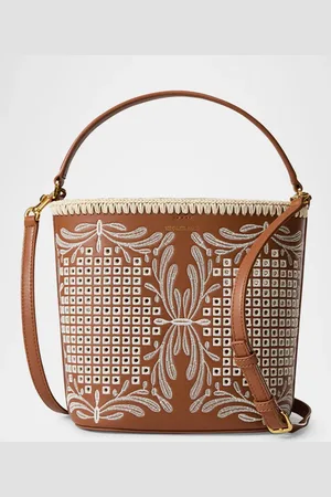 VERONICA BEARD Small Eyelet Feed Shoulder Bag in Leather