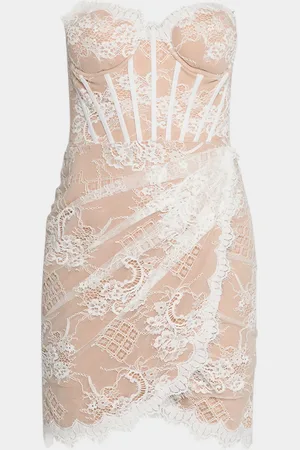 JOVANI Floral Eyelash Lace Corset Mini Dress