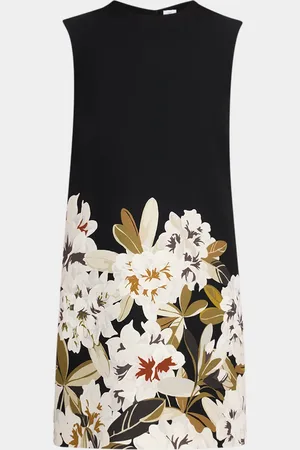 ADAM LIPPES Ani Floral-Print Silk Wool Short-Sleeve Midi Dress