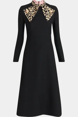 VALENTINO GARAVANI Leopard-Print Scarf Long-Sleeve Dress