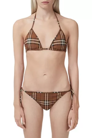 Burberry Cobb Check Two-Piece Swimsuit in Dark Birch Ck at Nordstrom