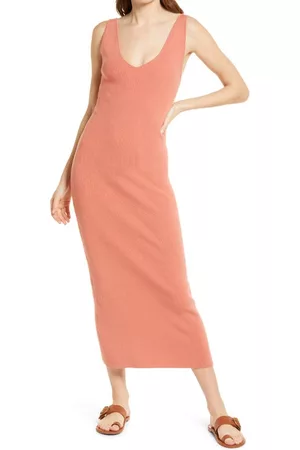 Free People Women Casual Dresses - Daniela Midi Sweater Dress in Faded Coral at Nordstrom