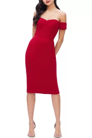 Dress The Population Bailey Off the Shoulder Body-Con Dress in Garnet at Nordstrom