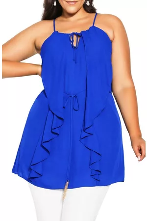 City Chic Women Tunics - Waterfall Tunic Top in Cobalt at Nordstrom