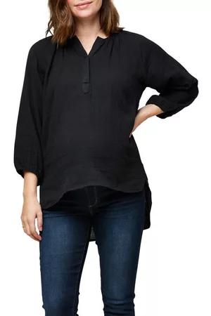 Nom Maternity Women Tunics - Ava Cotton Maternity Tunic Top in Black at Nordstrom