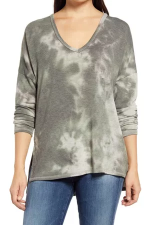 Loveappella Tie Dye Tunic Top in Olive at Nordstrom