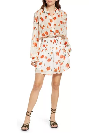 RAG&BONE Bailey Smocked Floral Print Long Sleeve Dress in Pinkfloral at Nordstrom