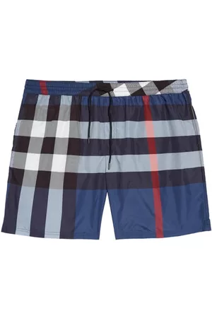 Burberry Guildes Check Swim Trunks in Carbon Ip Check at Nordstrom