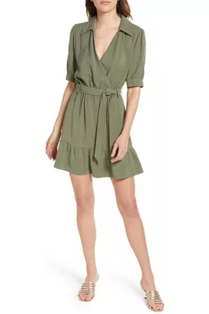 Paige Women Vintage Dresses - Meagan Faux Wrap Dress in Vintage Ivy Green at Nordstrom