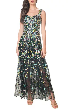 Dress The Population Women Evening Dresses - Anabel Sequin Fit & Flare Gown in Seafoam Multi at Nordstrom