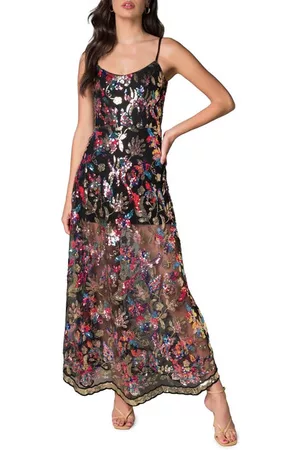 Dress The Population Umalina Sequin Floral Fit & Flare Gown in Multi at Nordstrom