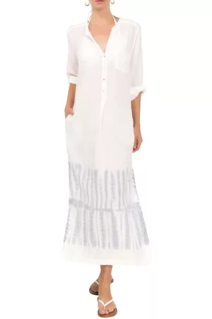 EVERYDAY RITUAL Women Tunic Dresses - Tracey Cover-Up Caftan Dress in Td White at Nordstrom