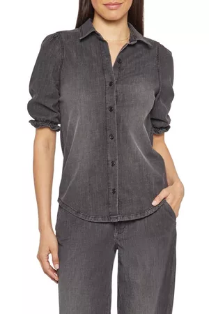 NYDJ Women Blouses - Puff Sleeve Denim Blouse in Smokey Mountain at Nordstrom
