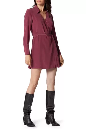 Equipment Antheme Long Sleeve Silk Wrap Dress in Rhododendron at Nordstrom