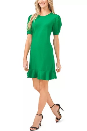 CE&CE Puff Sleeve Dress - Clip Dot Puff Sleeve Dress in Lush Green at Nordstrom
