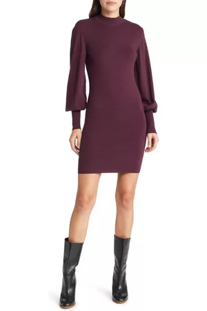VERO MODA Women Casual Dresses - Holly Karris Blouson Sleeve Sweater Dress in Winetasting at Nordstrom