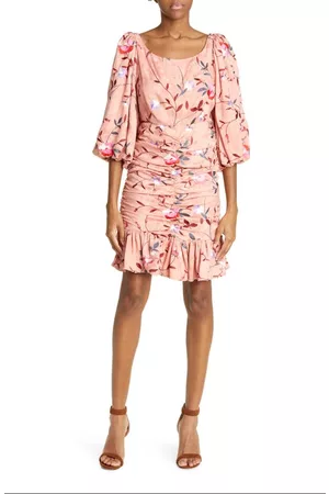 byTiMo Ruched Floral Embroidered Jacquard Dress in Blush at Nordstrom
