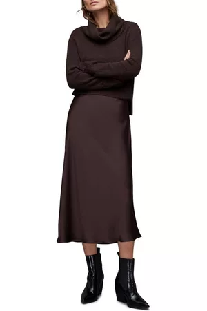 AllSaints Women Casual Dresses - Tierny Roll Neck Sweater & Midi Dress in Deep Purple at Nordstrom