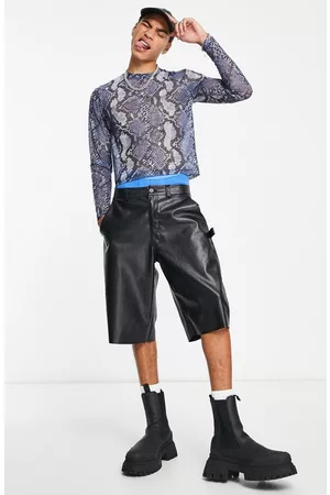 ASOS Muscle Fit Snakeskin Print Long Sleeve T-Shirt in Mid Blue at Nordstrom
