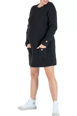 Cache Coeur Honey Long Sleeve Maternity/Nursing Sweater Dress in Black at Nordstrom