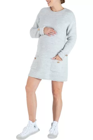 Cache Coeur Honey Long Sleeve Maternity/Nursing Sweater Dress in Grey at Nordstrom