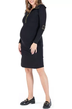 Cache Coeur Favo Long Sleeve Maternity/Nursing Sweater Dress in Black at Nordstrom