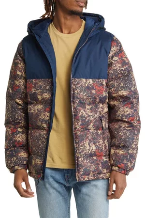 Vans Puffer Jackets - Housley MTE-1 Colorblock Hooded Puffer Jacket in Dress Blues at Nordstrom