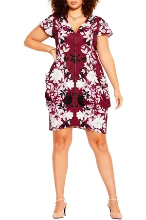 City Chic Women Tunics - Fly Away Tunic Top in Ruby Fly Away at Nordstrom