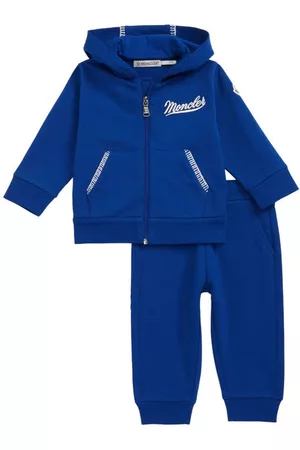 Moncler Kids' Stretch Cotton Hoodie & Joggers Set in Blue at Nordstrom