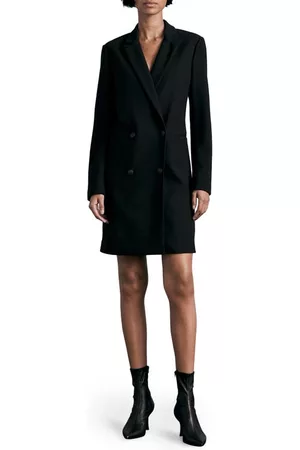 RAG&BONE Dax Double Breasted Virgin Wool Blend Blazer Dress in Black at Nordstrom