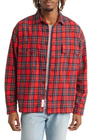 Vans Anaheim Plaid Cotton Flannel Button-Up Shirt in Racing Red at Nordstrom